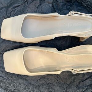 Aeyde Cream Square-Toe Heels